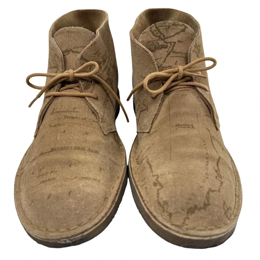 Supreme x Clarks Desert Chukka Boot Men Size 10.5 Tan Suede Map Print Crepe Sole